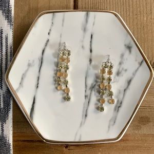 Citrine & Beige colored Rhinestone Drop Earrings